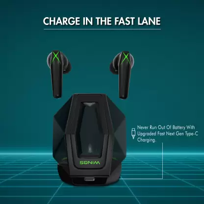 WINGS X-Fire with 25 Hrs playtime Bluetooth5.3, 50ms low latency game mode Bluetooth Gaming Headset (Black, True Wireless) WINGS X-Fire with 25 Hrs playtime Bluetooth5.3, 50ms low latency game mode Bluetooth Gaming Headset (Black, True Wireless)
