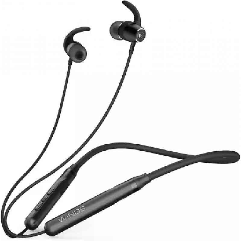 WINGS Sling 100 Neckband Environmental Noise Cancellation ( ENC ) Vibration Alert Bluetooth Headset  (Black, In the Ear)