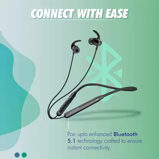 WINGS Sling 100 Neckband Environmental Noise Cancellation ( ENC ) Vibration Alert Bluetooth Headset  (Black, In the Ear)