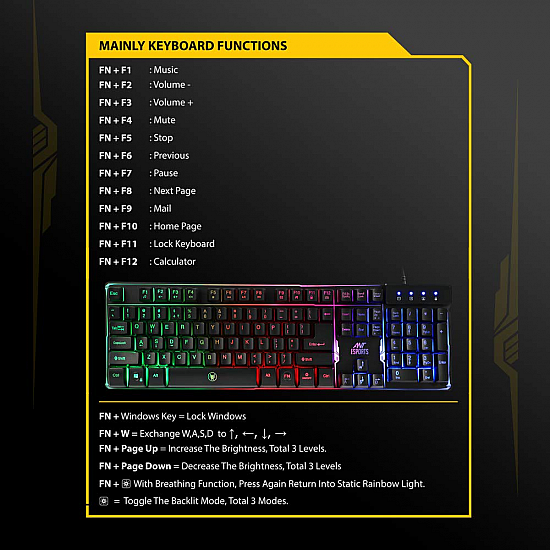 Ant Esports MK 700 Pro Backlit Rainbow Color Gaming Keyboard