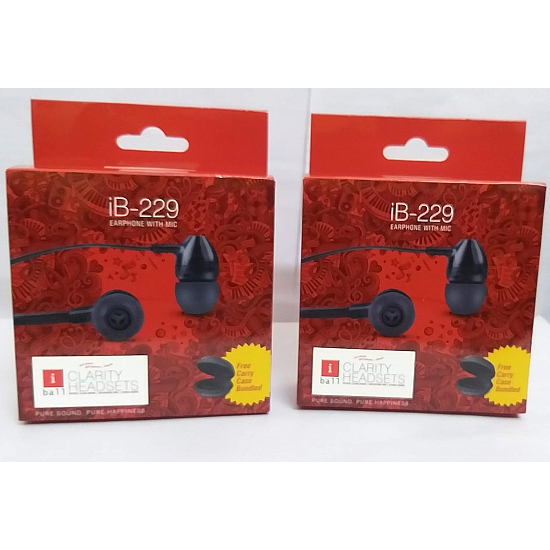 iball iB-229 Earphone with Mic - Pack of 2