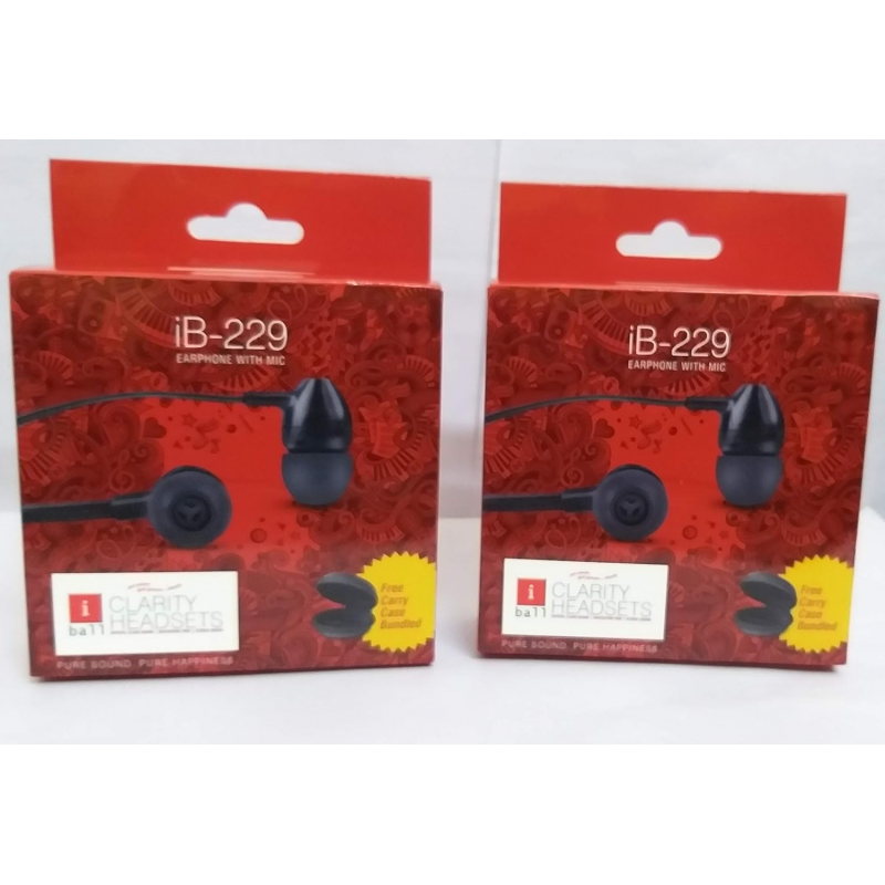 iball iB-229 Earphone with Mic - Pack of 2