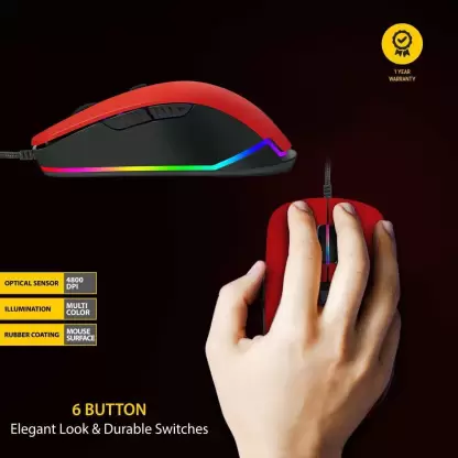 Ant Esports GM100 RGB Gaming Mouse with Optical Sensor 1000 Hz Polling Rate 4800 Dpi Red (GM 100) Ant Esports GM100 RGB Gaming Mouse with Optical Sensor 1000 Hz Polling Rate 4800 Dpi Red (GM 100)