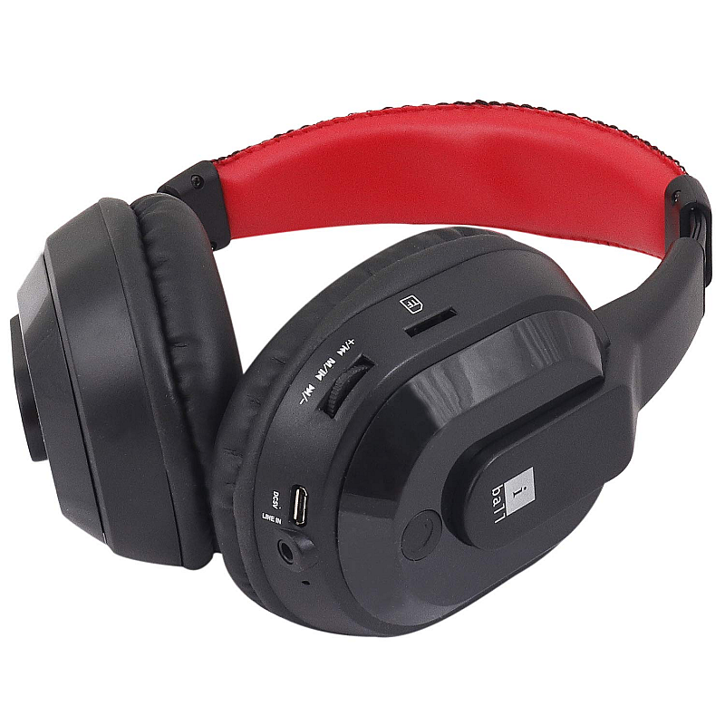 IBall Musi Tap Wireless Bluetooth Headphone with Micro SD Slot FM and AUX (Black/Red)