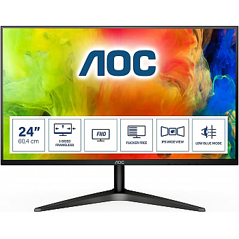 AOC 24B1XHS 23.8 inch LED Monitor withHDMI/VGA Port, Full HD, Wall Mountable, 3 Side Borderless