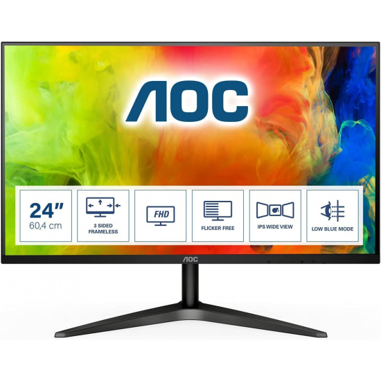 AOC 24B1XHS 23.8 inch LED Monitor withHDMI/VGA Port, Full HD, Wall Mountable, 3 Side Borderless