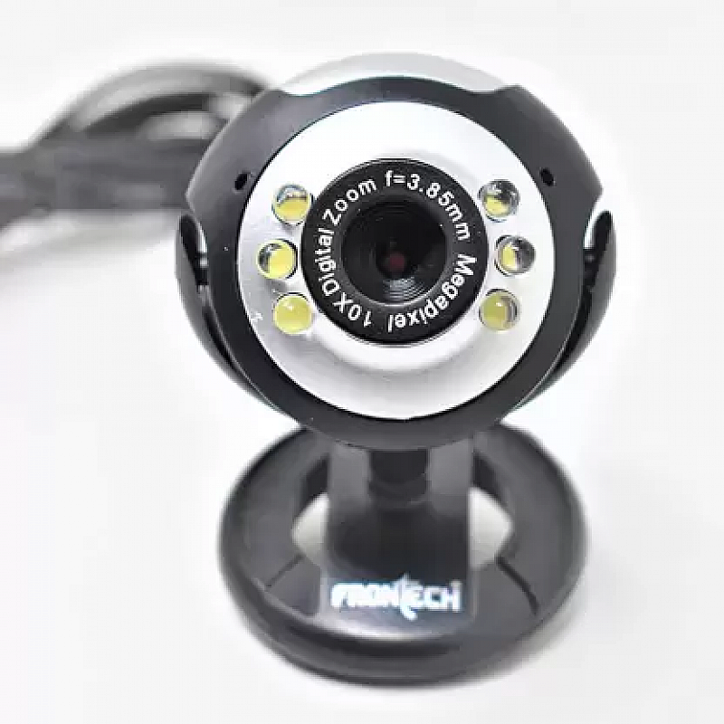 Frontech E-Cam FT-2251 Webcam Built in Mic with LED Lights for PC Web Cam for Video Calling, Video Conferencing, Online Teaching or Gaming