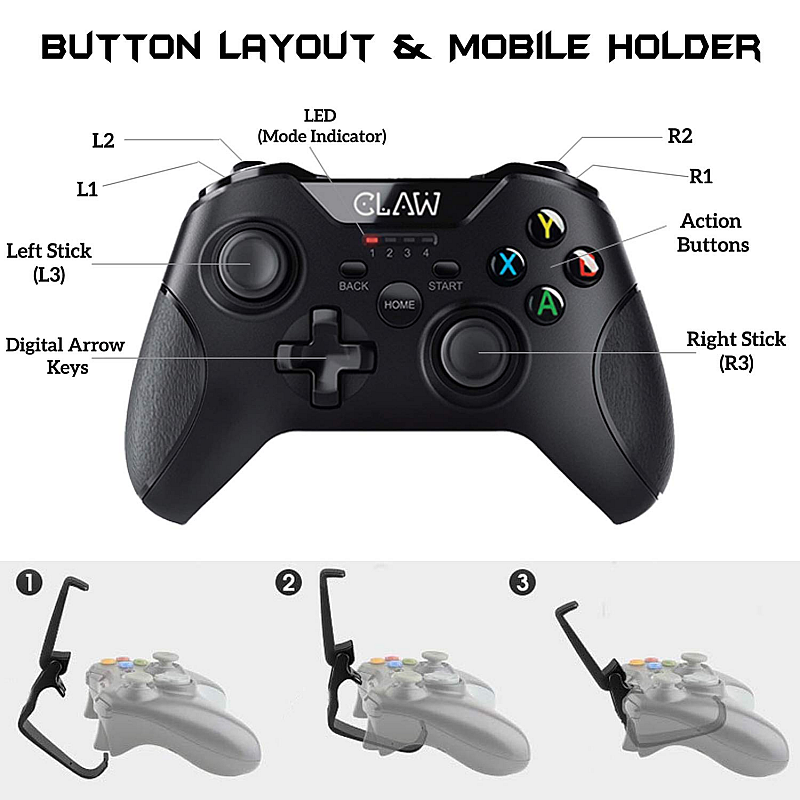 CLAW Shoot Bluetooth Mobile Gamepad Controller for Android Phones, Tablets & Windows PC