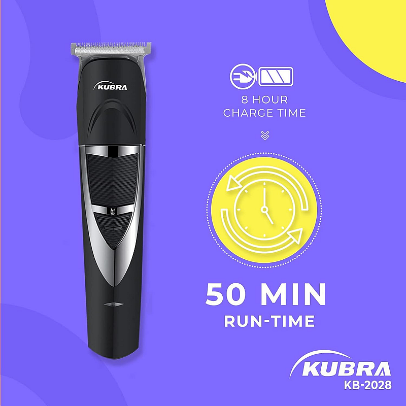 Kubra KB-2028 Rechargeable Cordless 50 Minutes Runtime Hair and Beard Trimmer for Men (Black)