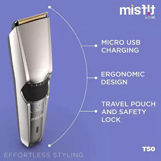 Misfit by boAt T50 Trimmer 160 mins Runtime 40 Length Settings Silver