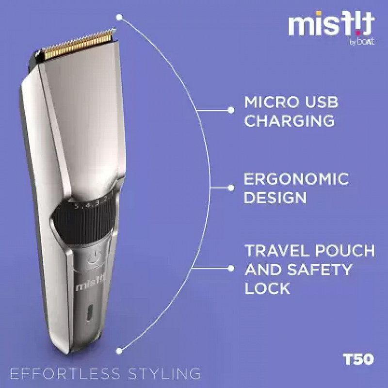 Misfit by boAt T50 Trimmer 160 mins Runtime 40 Length Settings Silver