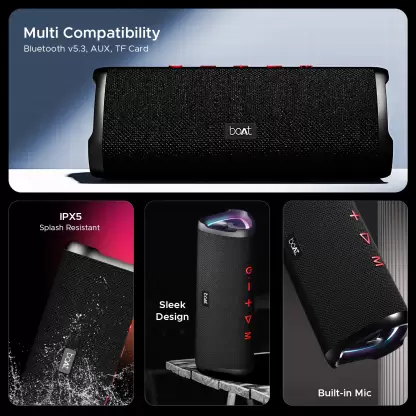 boAt Stone 750 with up to 12 HRS Playtime, LEDs & TWS Feature 12 W Bluetooth Speaker (Raging Black, Mono Channel) boAt Stone 750 with up to 12 HRS Playtime, LEDs & TWS Feature 12 W Bluetooth Speaker (Raging Black, Mono Channel)
