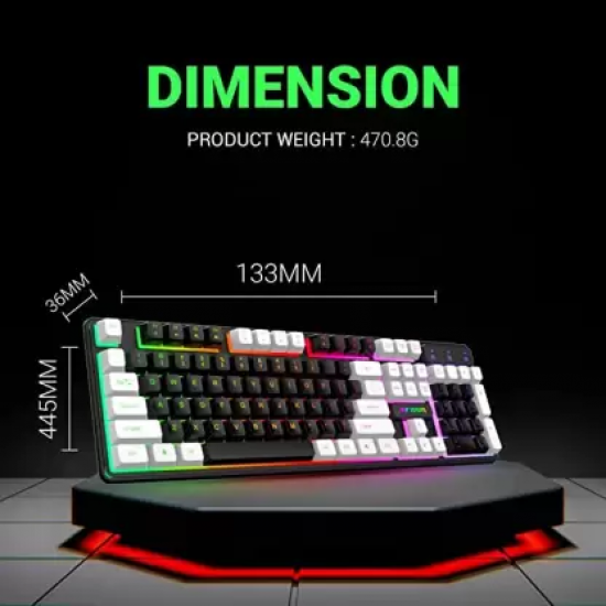 Ant Esports MK1400 Rainbow LED Illumination, White and Black Keycaps, Backlit Membrane Wired USB Gaming Keyboard  Black