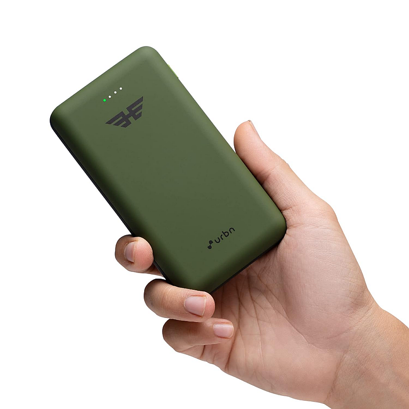 URBN 20000 mAh Lithium Polymer 22.5W Super Fast Charging Ultra Compact Power Bank with Quick Charge Power Delivery camo green