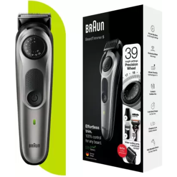 Braun BT5360, Beard Trimmer for Men, 39 Length Settings Sharp Blades, 100-min Runtime Grey