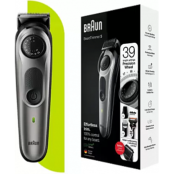 Braun BT5360, Beard Trimmer for Men, 39 Length Settings Sharp Blades, 100-min Runtime Grey