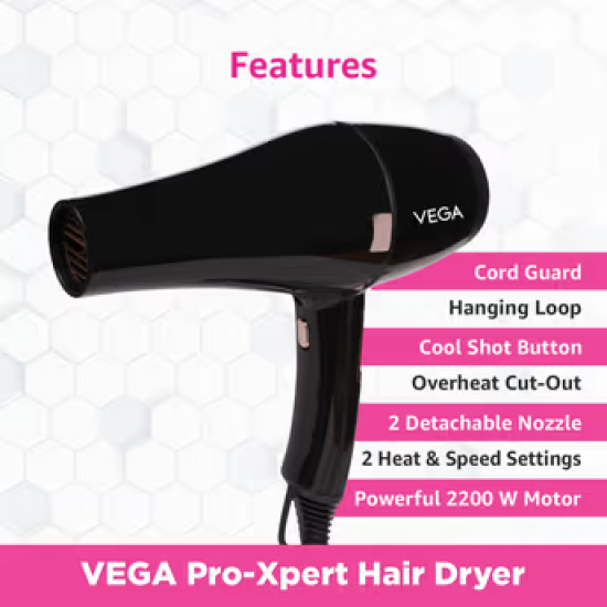 VEGA VHDP-03 Pro-Xpert 2200 W Hair Dryer BLACK