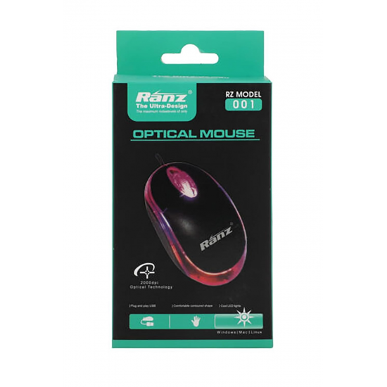 Ranz RZ 001 Ultra Design Optical Technology Mousey Wired Optical Mouse  (USB 3.0, Black)