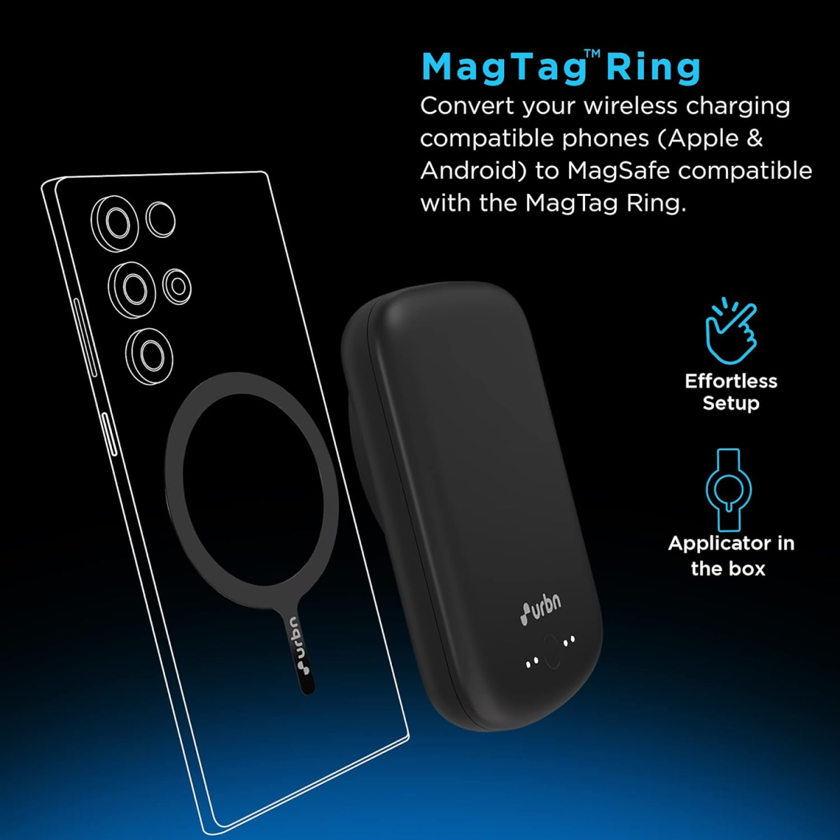 URBN 5000 mAh 15W Fast Wireless Charging Type C Input Output Magsafe Power Bank Premium Black