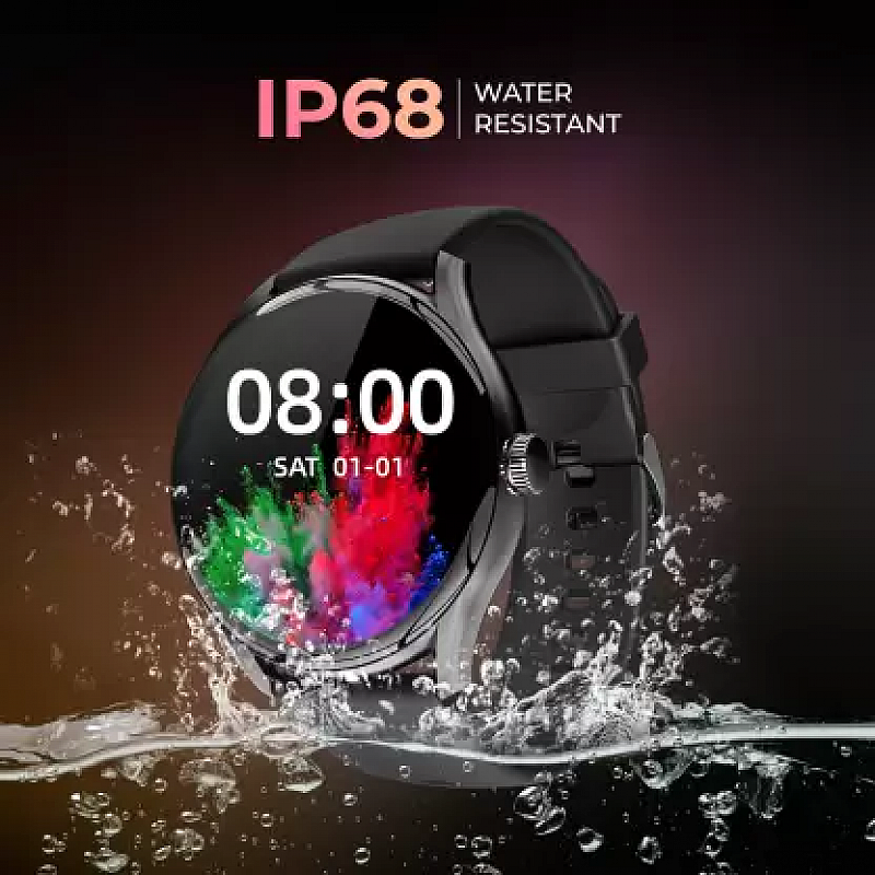 beatXP Vega with 1.43Round AMOLED & 1000 Nits BrightDisplay, BT Calling, IP68 Smartwatch  (Electric Black Strap, 1.43)