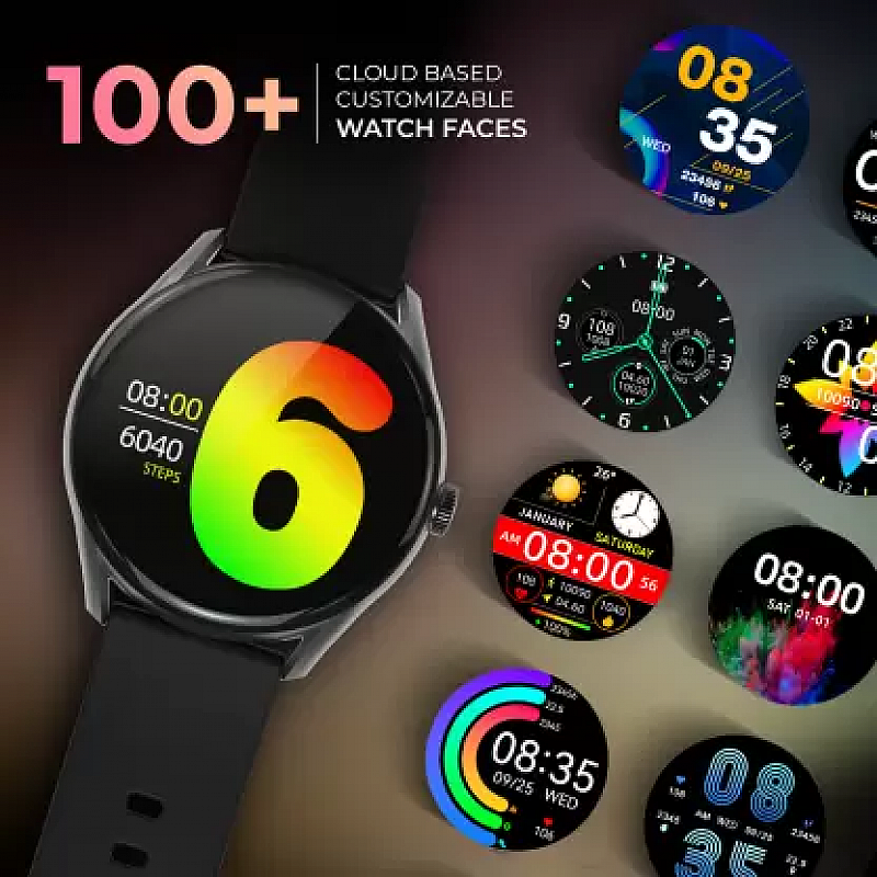 beatXP Vega with 1.43Round AMOLED & 1000 Nits BrightDisplay, BT Calling, IP68 Smartwatch  (Electric Black Strap, 1.43)