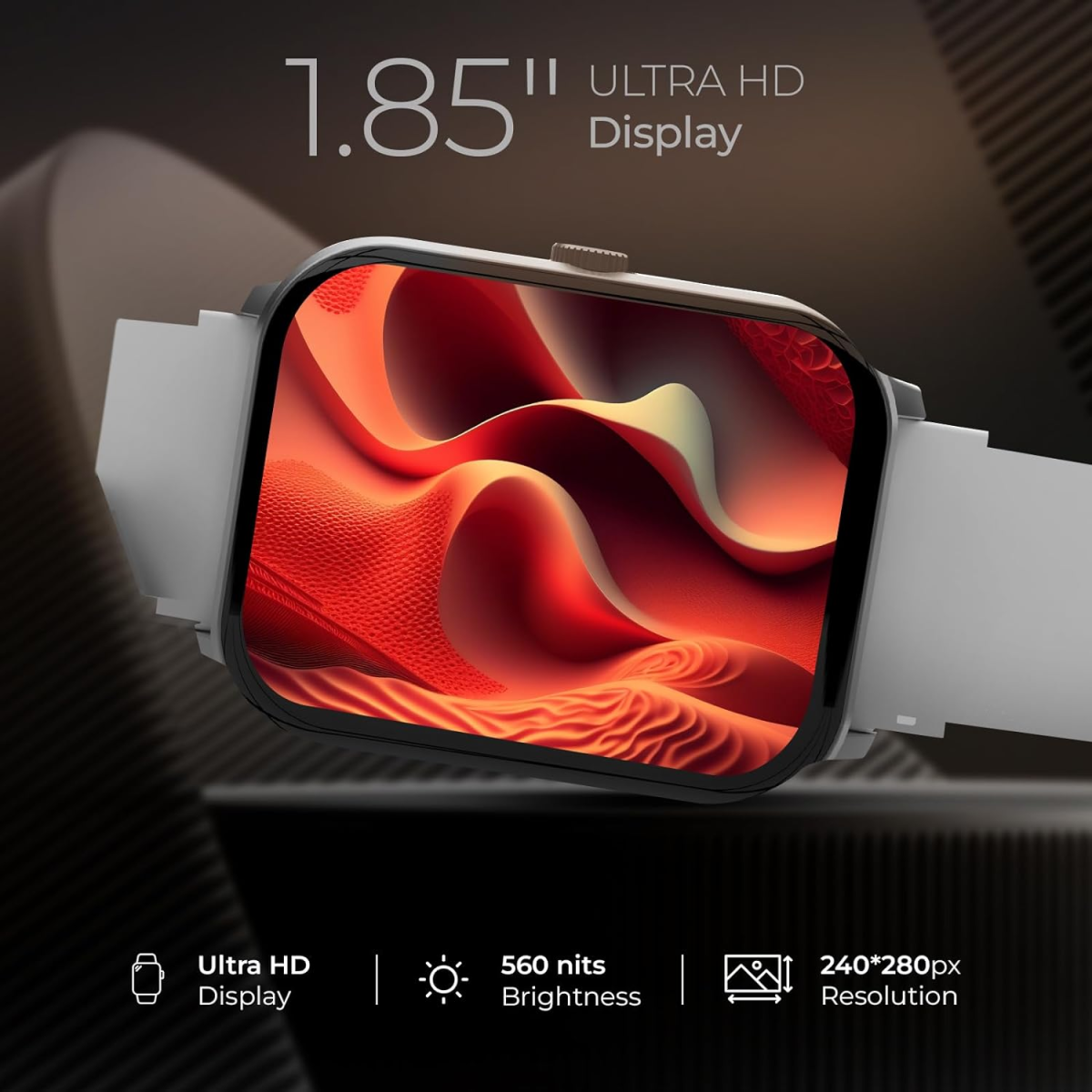 beatXP Marv Neo Smart Watch with 1.85” Ultra HD Display, Bluetooth Calling Silver