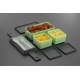 TEX-RO 3 Compartment Lunch Box for Office Men and for Kids Green Grey (1400 ml)