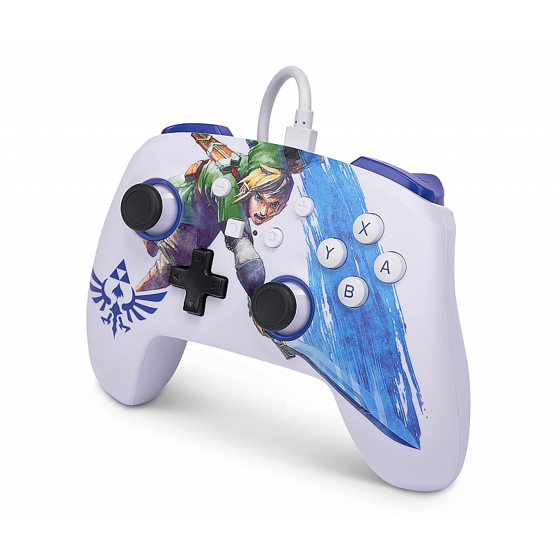 PowerA Enhanced Wired Gaming Controller for Nintendo Switch  The Legend of Zelda, Master Sword Attack, White Blue