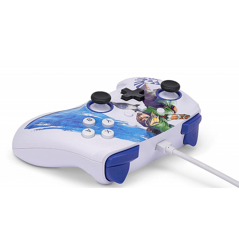 PowerA Enhanced Wired Gaming Controller for Nintendo Switch  The Legend of Zelda, Master Sword Attack, White Blue