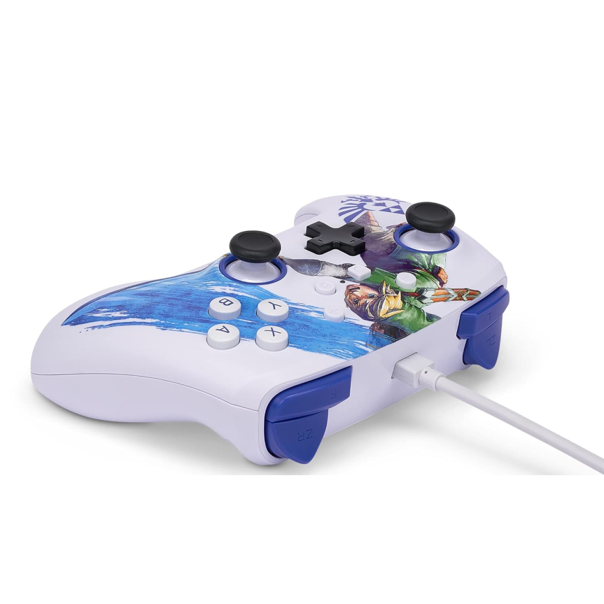 PowerA Enhanced Wired Gaming Controller for Nintendo Switch The Legend of Zelda, Master Sword Attack, White Blue