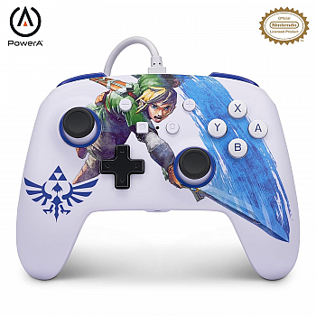 PowerA Enhanced Wired Gaming Controller for Nintendo Switch  The Legend of Zelda, Master Sword Attack, White Blue