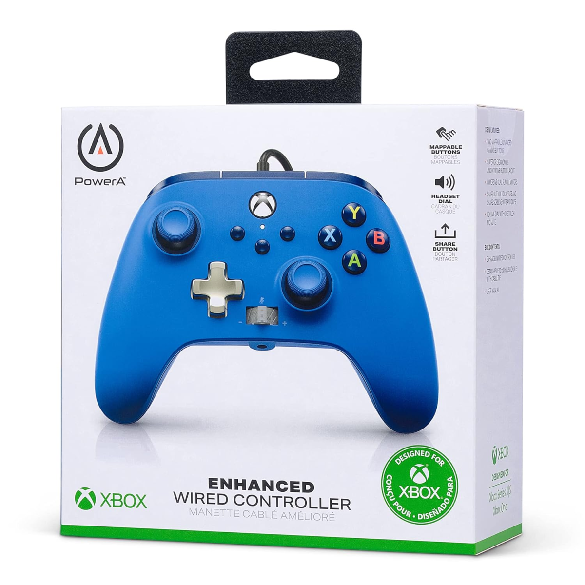 PowerA Enhanced Wired Gaming Controller for Xbox Series Xbox One, Blue Officially Licensed