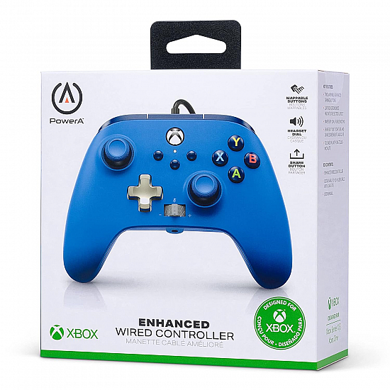 PowerA Enhanced Wired Gaming Controller for Xbox Series  Xbox One, Blue Officially Licensed