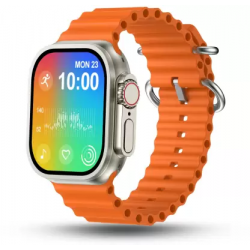 Pebble Cosmos Engage 1.95 Inch Smartwatch Largest Display, Wireless Charging Smartwatch Orange Strap