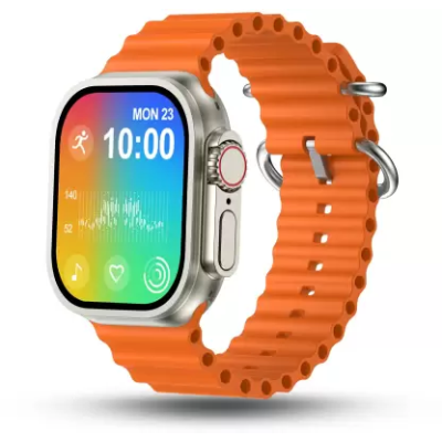 Pebble Cosmos Engage 1.95 Inch Smartwatch Largest Display, Wireless Charging Smartwatch Orange Strap Pebble Cosmos Engage 1.95 Inch Smartwatch Largest Display, Wireless Charging Smartwatch Orange Strap
