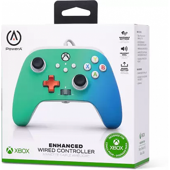 PowerA Enhanced Wired Gaming Controller for Xbox Series Seafoam Fade, Green Blue