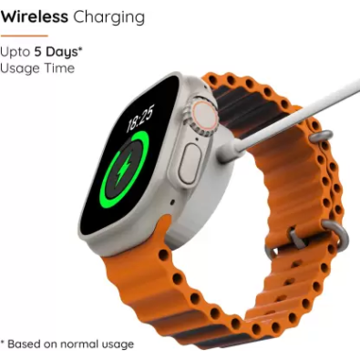 Pebble Cosmos Engage 1.95 Inch Smartwatch Largest Display, Wireless Charging Smartwatch Orange Strap Pebble Cosmos Engage 1.95 Inch Smartwatch Largest Display, Wireless Charging Smartwatch Orange Strap