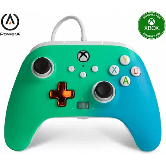 PowerA Enhanced Wired Gaming Controller for Xbox Series Seafoam Fade, Green Blue