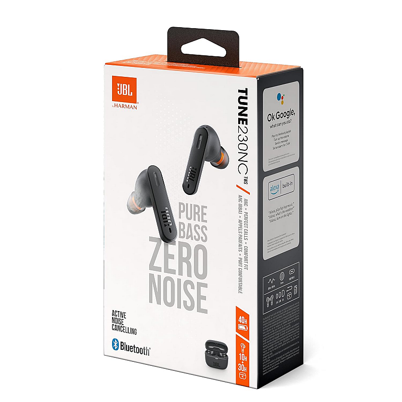 JBL Tune 230NC TWS, Active Noise Cancellation Earbuds with Mic, Massive 40 Hrs Playtime with Speed Charge, Adjustable (Black)