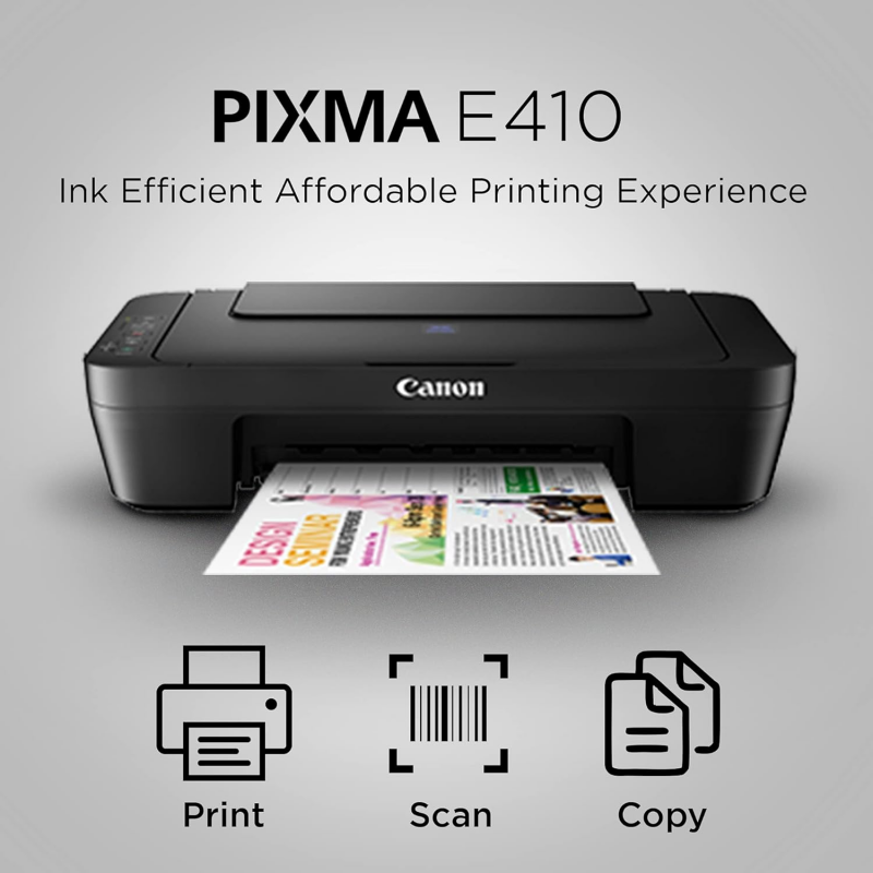 Canon Pixma E410 All-in-One Inkjet Printer (Black)