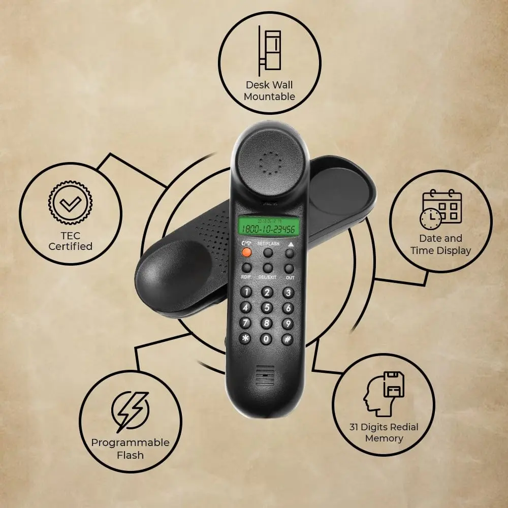 Beetel M25 Corded Landline Phone (Black)