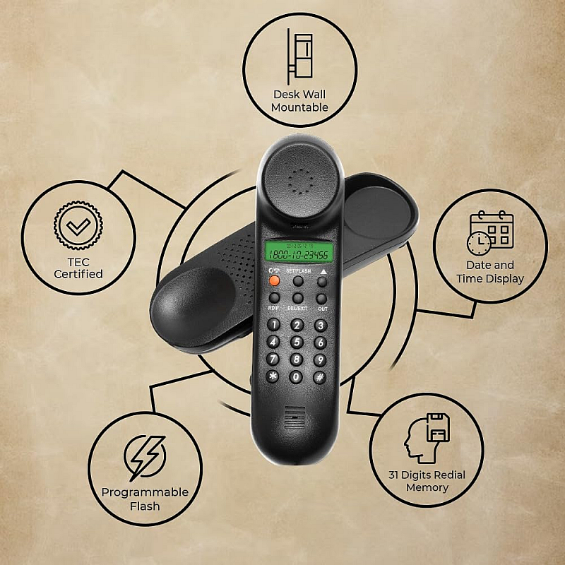 Beetel M25 Corded Landline Phone  (Black)