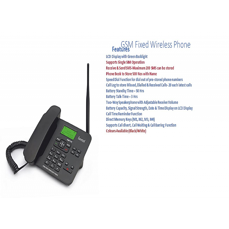 Beetel F1K GSM Fixed Wireless landline Phone Black