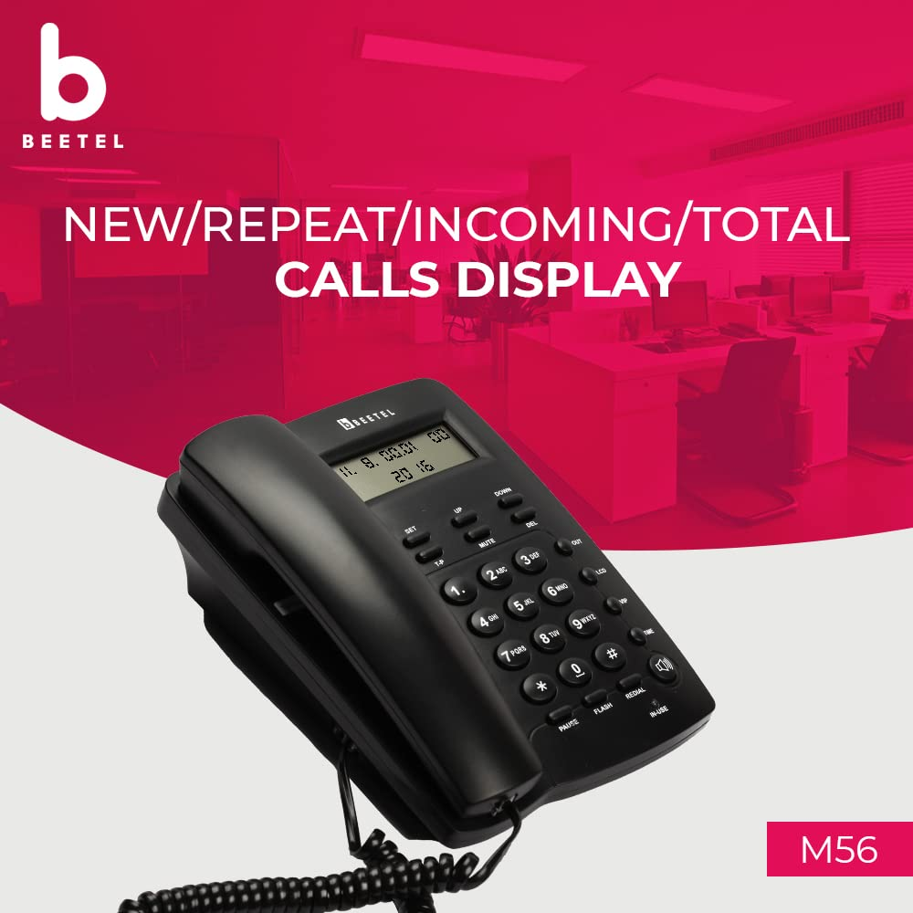 Beetel M56 Caller ID Corded Landline Phone with 16 Digit LCD Display