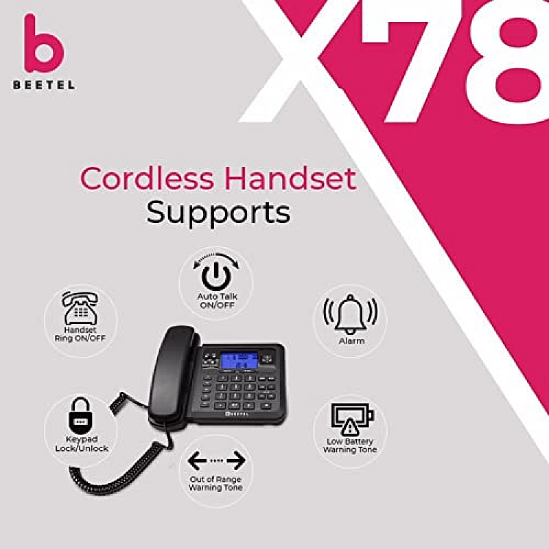 Beetel X78 Cordless Phone (Black)