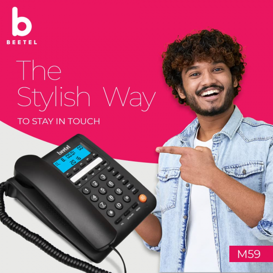 Beetel M59 Caller ID Corded Landline Phone with 16 Digit LCD Display and Adjustable contrast (Black)