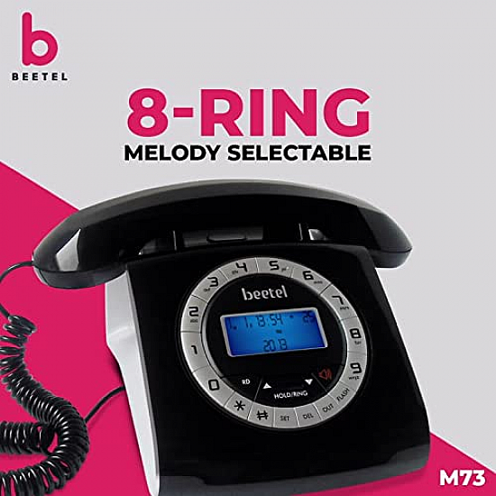 Beetel M73 Caller ID Corded Landline Phone with 16 Digit LCD Display, Retro Design