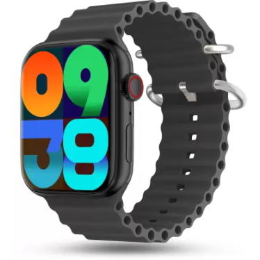 Pebble Frost Pro 1.96" Infinite Display, BT Calling, Rotating Crown, AI voice assistant Smartwatch  (Jet Black Strap, Free Size)
