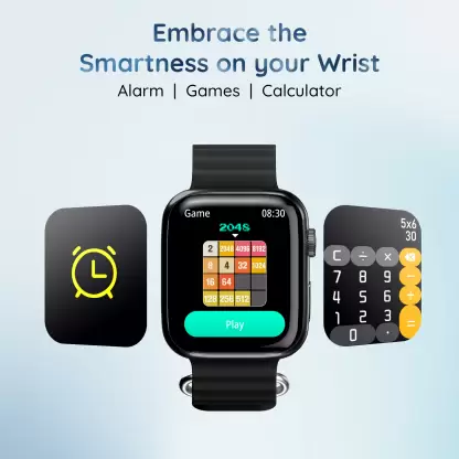 Pebble Frost Pro 1.96" Infinite Display, BT Calling, Rotating Crown, AI voice assistant Smartwatch  (Jet Black Strap, Free Size)
