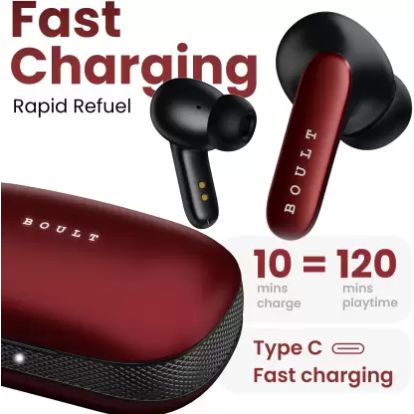 Boult Y1 Pro with Zen Quad Mic ENC, 60Hrs Battery, Fast Charging (Red, True Wireless) Boult Y1 Pro with Zen Quad Mic ENC, 60Hrs Battery, Fast Charging (Red, True Wireless)